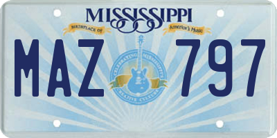 MS license plate MAZ797