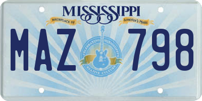 MS license plate MAZ798