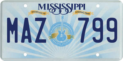 MS license plate MAZ799