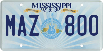 MS license plate MAZ800