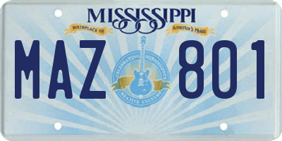 MS license plate MAZ801