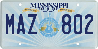 MS license plate MAZ802