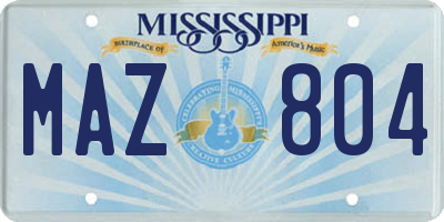 MS license plate MAZ804