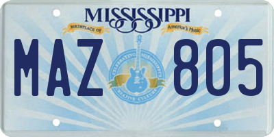 MS license plate MAZ805