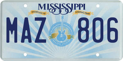 MS license plate MAZ806