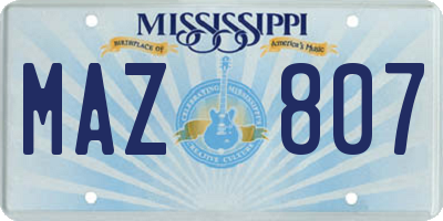 MS license plate MAZ807