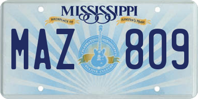 MS license plate MAZ809