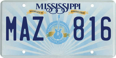 MS license plate MAZ816