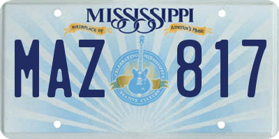 MS license plate MAZ817
