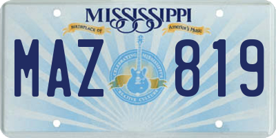 MS license plate MAZ819