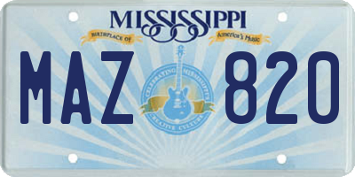 MS license plate MAZ820