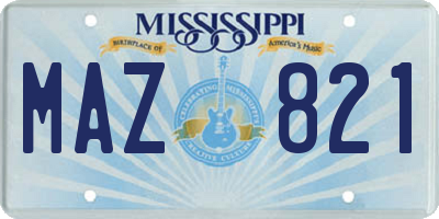 MS license plate MAZ821