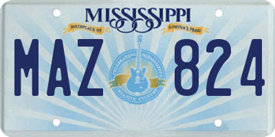 MS license plate MAZ824