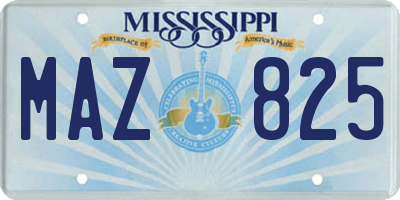 MS license plate MAZ825