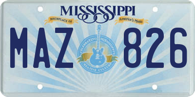 MS license plate MAZ826