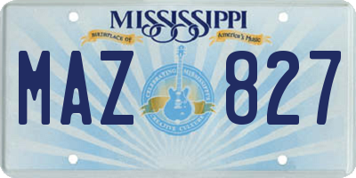 MS license plate MAZ827