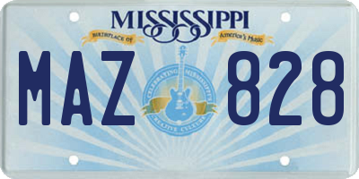 MS license plate MAZ828