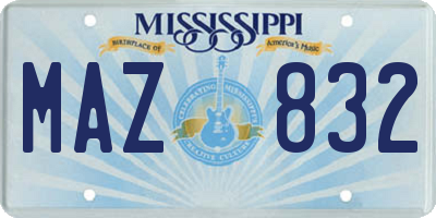 MS license plate MAZ832
