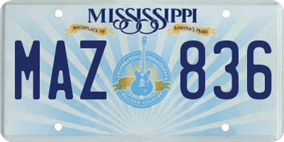 MS license plate MAZ836