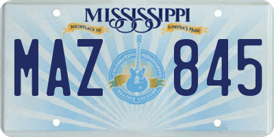 MS license plate MAZ845