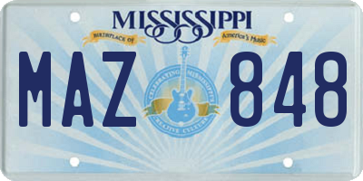 MS license plate MAZ848