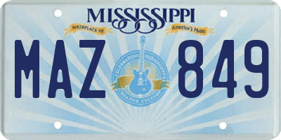 MS license plate MAZ849