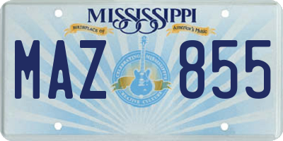 MS license plate MAZ855