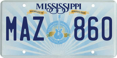 MS license plate MAZ860