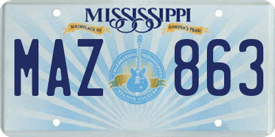 MS license plate MAZ863
