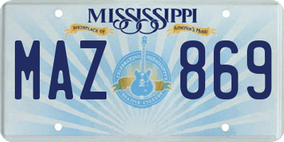 MS license plate MAZ869