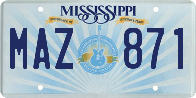 MS license plate MAZ871