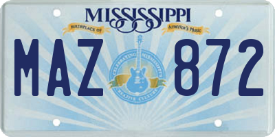 MS license plate MAZ872