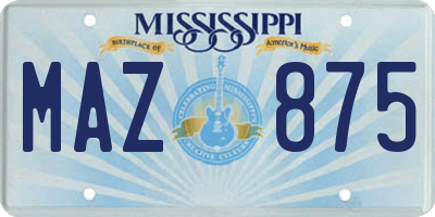 MS license plate MAZ875