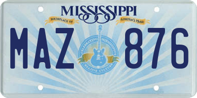 MS license plate MAZ876