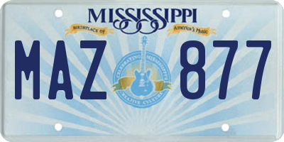 MS license plate MAZ877