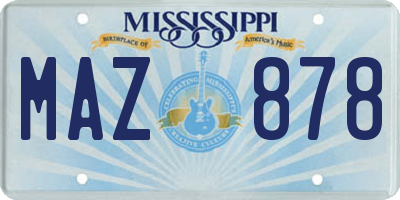 MS license plate MAZ878