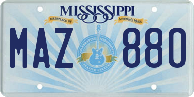 MS license plate MAZ880