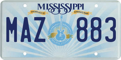 MS license plate MAZ883