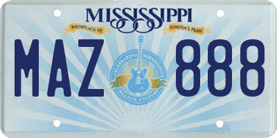 MS license plate MAZ888