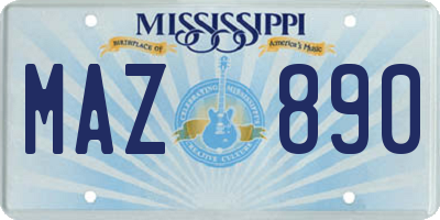 MS license plate MAZ890