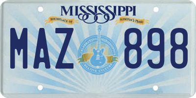 MS license plate MAZ898