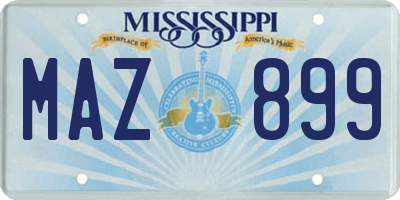 MS license plate MAZ899