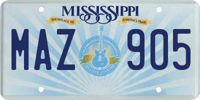 MS license plate MAZ905