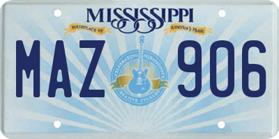MS license plate MAZ906
