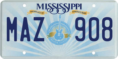 MS license plate MAZ908