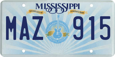 MS license plate MAZ915
