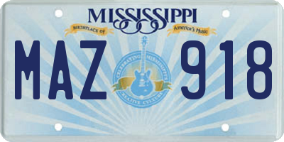 MS license plate MAZ918