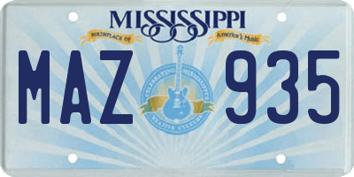 MS license plate MAZ935