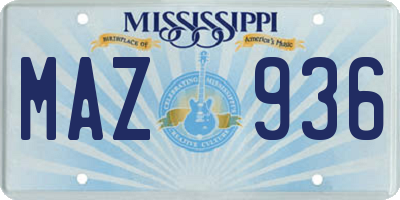 MS license plate MAZ936