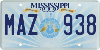 MS license plate MAZ938